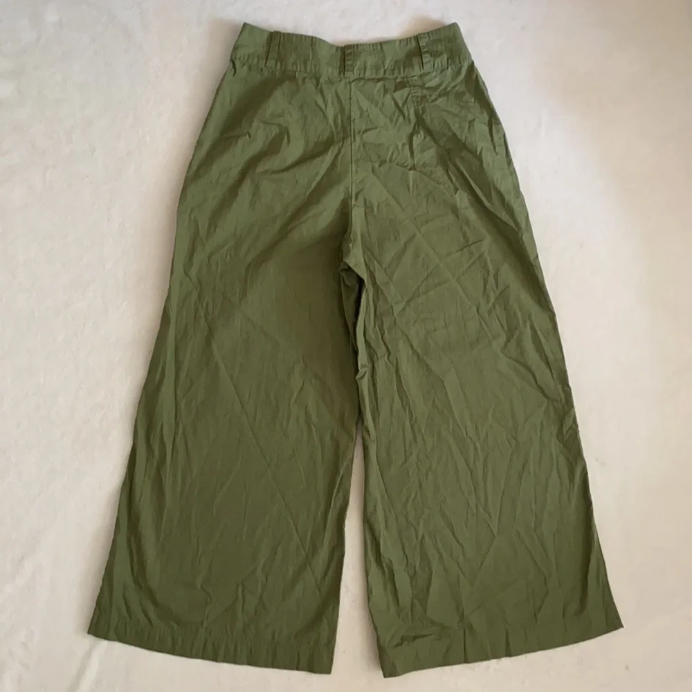 Free People | Menorca High Waist Wide Leg Cropped Pants Forest Glen Green (6) - Picture 11 of 16